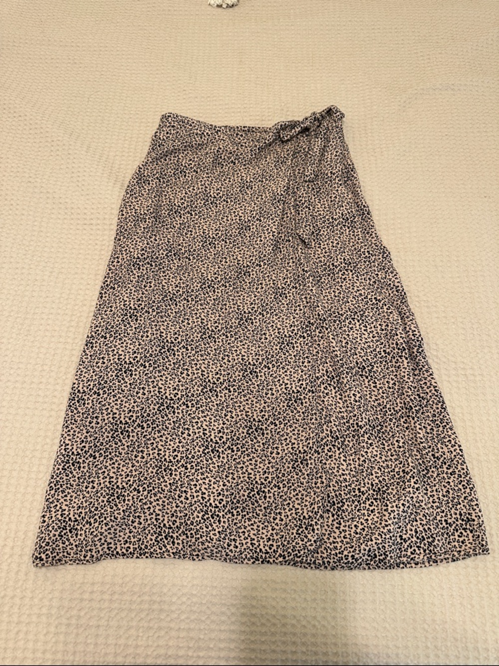Leopard Print Midi Wrap Skirt - Beige and Black